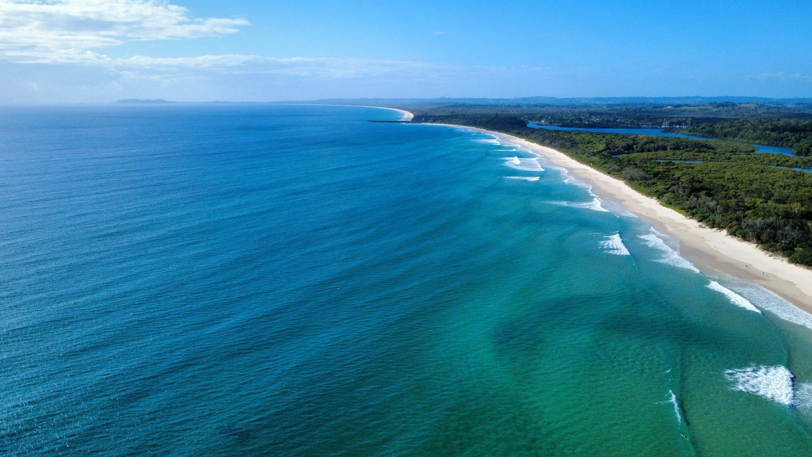 Aerial view of New Brighton coastline, Northern NSW